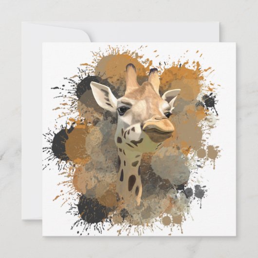 African Wildlife Giraffe Abstracte Verf Splatter (Voorkant)