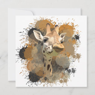 African Wildlife Giraffe Abstracte Verf Splatter