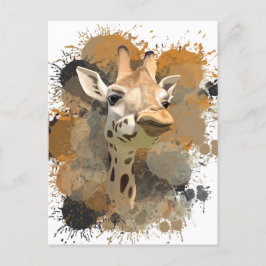 African Wildlife Giraffe Abstracte Verf Splatter Briefkaart