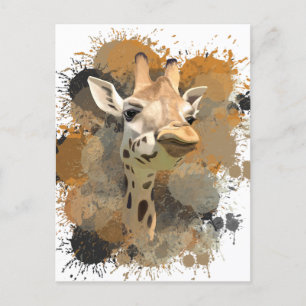 African Wildlife Giraffe Abstracte Verf Splatter Briefkaart