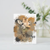 African Wildlife Giraffe Abstracte Verf Splatter Briefkaart (Staand voorkant)