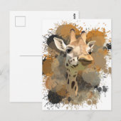 African Wildlife Giraffe Abstracte Verf Splatter Briefkaart (Voorkant / Achterkant)
