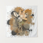 African Wildlife Giraffe Abstracte Verf Splatter Wandkleed (Voorkant)
