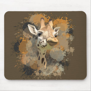 African Wildlife Giraffe Earth Tones Splatter Muismat