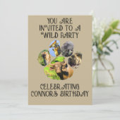 African Wildlife Pawprint Collage Uitnodiging (Staand voorkant)