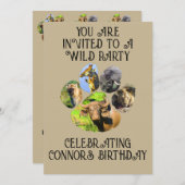 African Wildlife Pawprint Collage Uitnodiging (Voorkant / Achterkant)