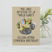 African Wildlife Pawprint Collage Uitnodiging (Staand voorkant)