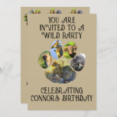 African Wildlife Pawprint Collage Uitnodiging (Voorkant / Achterkant)