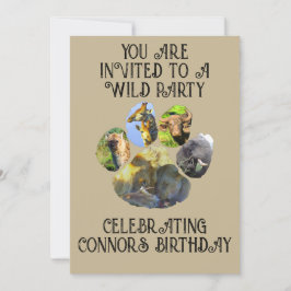 African Wildlife Pawprint Collage Uitnodiging