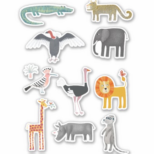 African Wildlife Safari Animal Sticker (Voorkant)