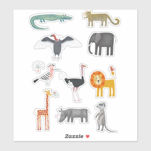 African Wildlife Safari Animal Sticker (Vel)