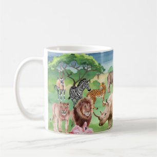 African Wildlife: Savannah Waterverf Wallpaper. Koffiemok