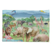 African Wildlife: Savannah Waterverf Wallpaper. Kussensloop (Achterkant)