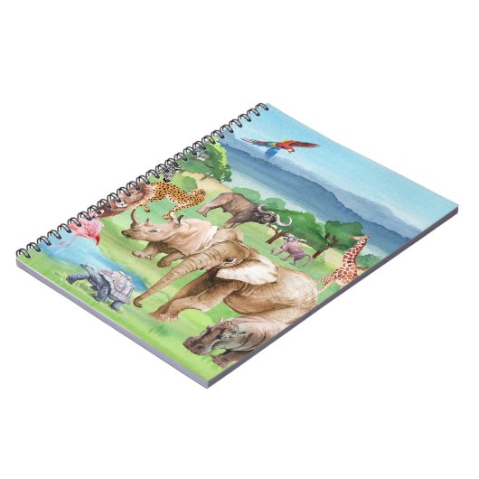 African Wildlife: Savannah Waterverf Wallpaper. Notitieboek (Linkerzijde)