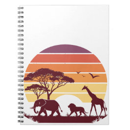 African Wildlife Silhouette Safari Design Notitieboek