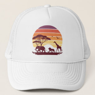 African Wildlife Silhouette Safari Design Trucker Pet