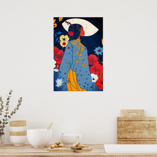 African Woman Boho Art Poster (Keuken)