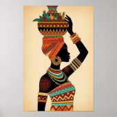 African Woman Carrying Pot Tribal Art Poster (Voorkant)