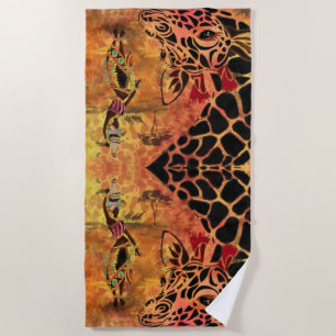 African Woman en Giraffe strandlaken