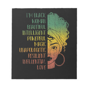African Woman Girls Gift Melanin Pride Black Histo Notitieblok