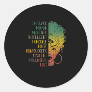 African Woman Girls Gift Melanin Pride Black Histo Ronde Sticker