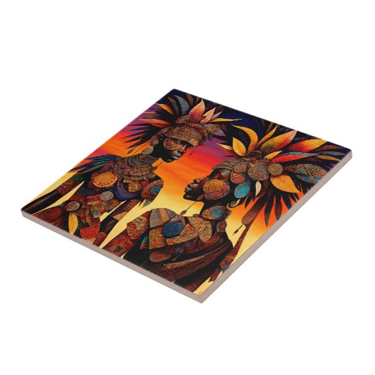 African Woman Keramische Tegel Tegeltje (Zijkant)