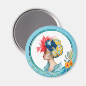 African Woman Magnet Blue (Voorkant / Achterkant)