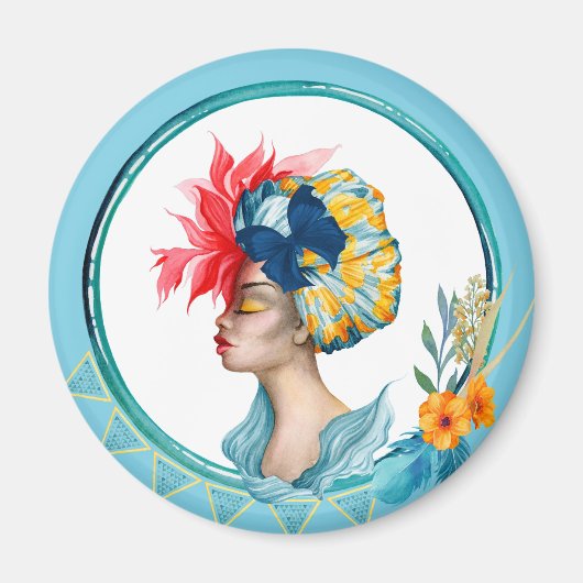 African Woman Magnet Blue (Voorkant)