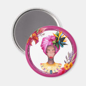 African Woman Magnet Blue (Voorkant / Achterkant)