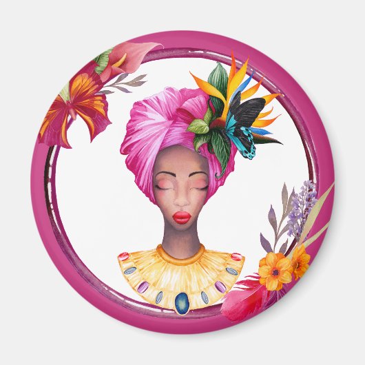 African Woman Magnet Blue (Voorkant)