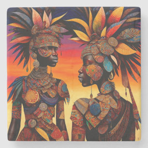 African Woman Stone Onderzetter
