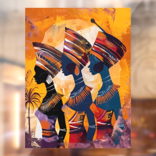 African Woman Window Cling Raamsticker (Vel 2)