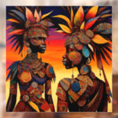 African Woman Window Cling Raamsticker (Vel 2)