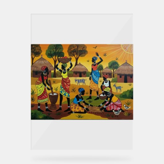 African women at work Throw Cushion Acryl Bord (Voorkant)