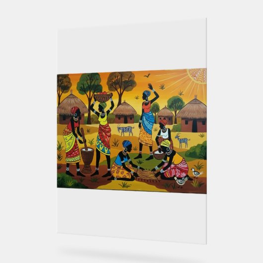 African women at work Throw Cushion Acryl Bord (Hoek)