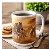 African Zebra Herd | Savannah Wildlife Art Koffiemok