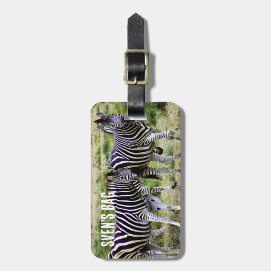 African Zebra Pair Bagagelabel (Voorkant verticaal)