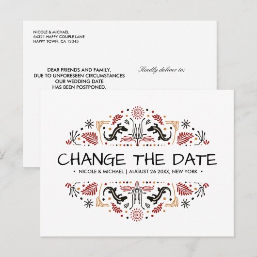 Africana | Ankara Kente Lizard wijziging plannen Aankondigingskaart (Voorkant / Achterkant)