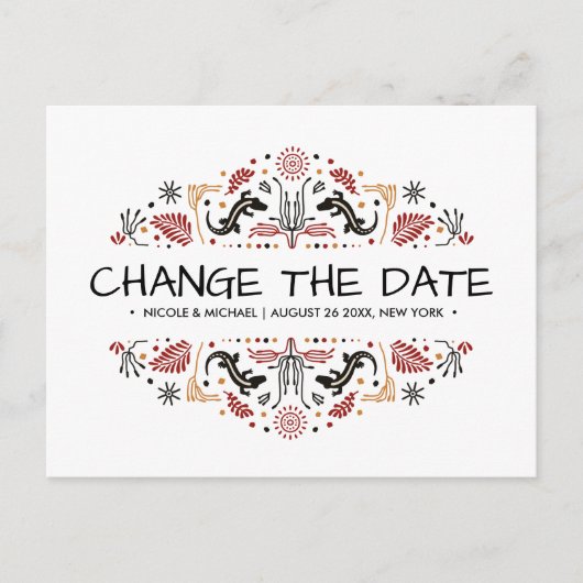 Africana | Ankara Kente Lizard wijziging plannen Aankondigingskaart (Voorkant)