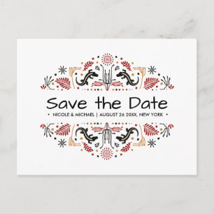 Africana   Ankara Lizard Bruiloft Save the date Aankondigingskaart