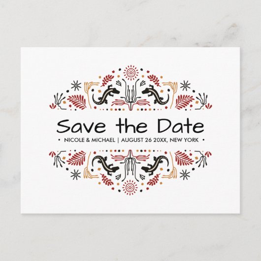 Africana | Ankara Lizard Bruiloft Save the date Aankondigingskaart (Voorkant)