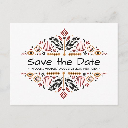 Africana | Huwelijk Ankara Kente Aankondigingskaart (Voorkant)