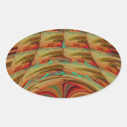 AfricaTradition Hakuna Matata Mountain Ethnic Moti Ovale Sticker (Voorkant)