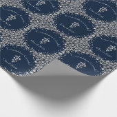 Africhter Afstuderen Marineblauw Zilver Cadeaupapier (Hoek)