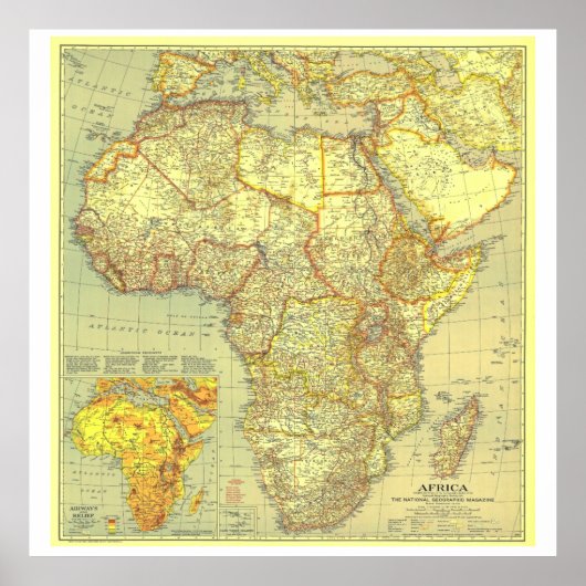 " Afrika: 1935 - Gedetailleerde KAART ... Poster (Voorkant)