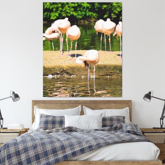 Afrika Afrikaanse Dierenbek | Grappige Flamingo li Canvas Afdruk (Insitu (Slaapkamer))