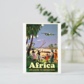 Afrika, Afrikaanse stam kijkt naar komend vliegtui Briefkaart (Staand voorkant)