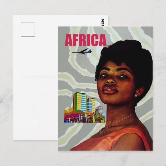 Afrika. Afrikaanse vrouw en grote stad achter, fot Briefkaart (Voorkant / Achterkant)