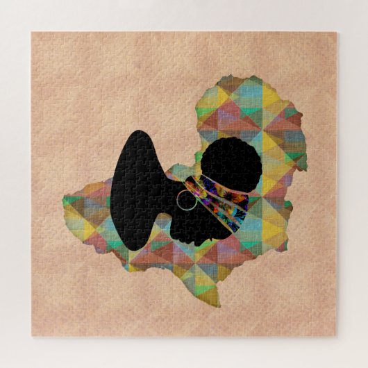 Afrika | Afrikaanse vrouw in kopschroot Legpuzzel (Horizontaal)