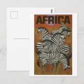 Afrika, Afrikaanse zebra, savanne, vintage reis Briefkaart (Voorkant / Achterkant)